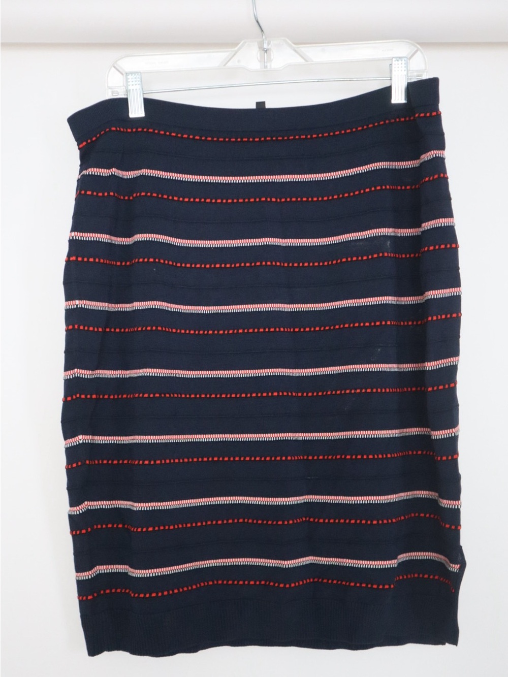 St John Navy Striped Pencil Skirt